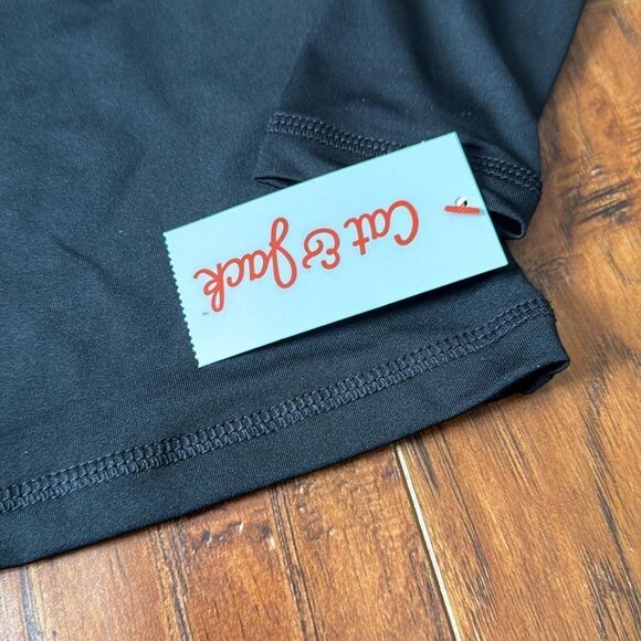 NWT Cat & Jack XS (4/5) Pink Palm Tree Print Black Long Sleeve Rash Guard - Picture 3 of 5